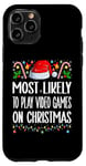 Coque pour iPhone 11 Pro Les plus susceptibles de jouer à des jeux vidéo sur des pyjamas amusants de Noël