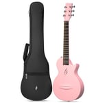 Enya Nova Go Mini Guitare – Guitare Acoustique Rose 1/4 en Fibre de Carbone pour Enfant Adulte Débutant, Guitare de Voyage, Éducation Musicale pour Enfants, Cadeau de Pâques, D'anniversaire, de Noël