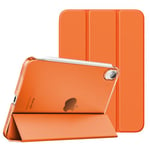 MoKo Case Fit New iPad Mini 6 2021 (6th Generation, 8.3-inch) - Slim Lightweight Hard Clear Back Shell Stand Cover with Translucent Frosted Back Protector, with Auto Wake/Sleep, Orange