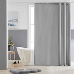 Furlinic Rideau de Douche Tissu Anti Moisissure et Lavable Textile Gris en Polyester Petits Rideaux de Bain Imperméable pour Salle de Bain avec 10 Crochets 150x180cm