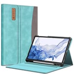 FINTIE Coque pour Samsung Galaxy Tab S8 11 2022 / Galaxy Tab S7 11 2020 - [Rangement de Stylet] Housse Multi-Positions Etui avec Poche Avant Fermeture Magnétique, Turquoise