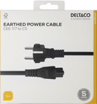 DELTACO – Power cord CEE 7/7 - C5, 3,0m, black (1902302)