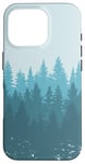 Coque pour iPhone 16 Pro Pin Tree Forest Mountain Scène Bleu sarcelle, Bleu et Vert