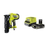 Ryobi - Cloueur de finition 16G à air comprimé 18V - pointe de 19 à 64 mm - tête 1,6 mm - chargeur 100 pointes - Livré avec 500 pointes, 1 batterie 2Ah et 1 chargeur rapide