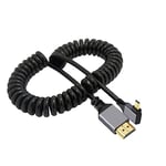 cablecc Câble spiralé 4K 60 Hz Micro HDMI 1.4 mâle vers HDMI mâle à angle droit extensible à 90 degrés pour écran HDTV d'ordinateur, ordinateur portable