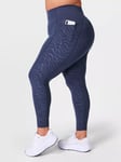 Sweaty Betty Power UltraSculpt High Waist 7/8 Embossed Gym Leggings, Blue Tiger