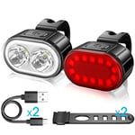 Oderra Lumiere Velo, Lampe Velo LED Puissantes Rechargeable USB, Forte Autonomie de La Batterie avec Modes Clignotement ou Fixe Étanche IPX4 Lumière Velo, Feux Avant et Arrière pour Vélos VTT