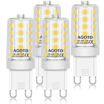 AGOTD Ampoules LED G9 4W, ampoule 6000K blanc froid, sans scintillement, Equivalente 40W Halogène Lumière, 400 lumens, non dimmable AC220-240V, Angle de 360, Pack de 4