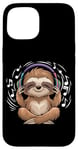 Coque pour iPhone 15 Musique Paresseux Avec Écouteurs Clé De Sol Musicien Music