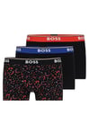 BOSS Mens 3 Pack Power Boxer Shorts - Black/black/black961 - S