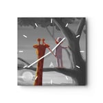 Horloge murale en verre 40x40cm Silencieuse Girafe Enfants R?ve Wall Clock