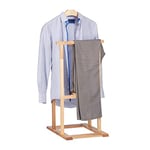 Relaxdays Valet de chambre en bois de noyer porte-vêtements sur pied pantalon valet nuit HxlxP: 102 x 47 x 50 cm, nature