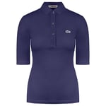 Lacoste Short Sleeve Collared Womens Purple Polo Shirt PF0088_166 Cotton - Size 10 UK