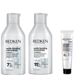 Redken Acidic Bonding Concentrate Shampoo and Conditioner 300ml with Leave-In Treatment Travel Size 30ml, Bond Repair Bundle