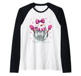 Cute Snowman Disco Ball Christmas Coquette Bow Women Girls Raglan Baseball Tee