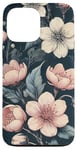 Coque pour iPhone 13 Pro Max Floral foncé classique avec fleurs rose pâle