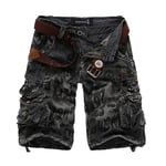 Biddtle Homme Shorts Cargo Pantacourt Coton Multi Poches Loisirs 3/4 Short Lâche Décontracté Eté,Dark Gray,36