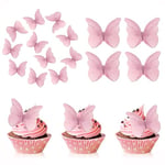 Papillon Decoration Gateau Rose Papillon Comestible pour Gateau 48 Pièces Gâteau Topper de Papillon Papillon Décoration de Gâteau pour Enfants Filles Anniversaire Mariage