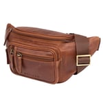 STILORD 'Greg' Sacoche Ventrale en Cuir Marron Vintage Hip Bag Homme Femme Sac Banane Belt Bags for Sports Festival Voyages Pochette Cuir véritable, Couleur:Porto - Cognac