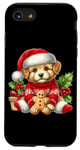 Coque pour iPhone SE (2020) / 7 / 8 Chiot mignon en bonnet de noel avec biscuit au pain d'épice