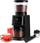 Electric Coffee Bean Grinder Machine | Portion Control Conical Burr Steel Black.