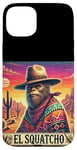 Coque pour iPhone 15 Plus El Squatcho Bigfoot Cowboy Sunset Funny Western Sasquatch