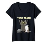 Womens Street Cats Raccoon Opossum Rat Team Trash Funny Animal V-Neck T-Shirt