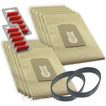 10 x Dust Bags & 2 x Drive Belts Fits ORECK Vacuum XL9300 XL9300E Hoover + Fresh