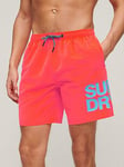 Superdry Sportswear Logo 17" Swim Shorts - Bright Orange, Bright Orange, Size L, Men