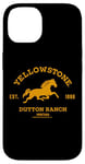 Coque pour iPhone 14 Yellowstone Dutton Ranch Est. 1886 Running Horse Brown Logo