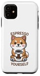 Coque pour iPhone 11 Espresso Yourself, drôle de chien Shiba et amateur de café