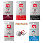 Illy Espresso – Nespresso Compatible Coffee Capsules. Pick Any 5 Packs. Choose from: Intenso, Classico, Forte, Lungo, Decaf