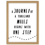 A Journey Of A Thousand Miles Begins With One Step Inspirational Positive Motivational Gym Workout Living Room Aesthetic Artwork Framed Wall Art Print