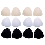 JZK Lot de 6 Paires de Coussinets de Soutien-Gorge en Mousse Amovibles triangulaires pour Maillots de Bain Soutien-Gorge Bikini Noir Blanc Beige 3 Couleurs