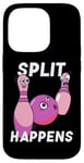 Coque pour iPhone 14 Pro Split Happens Bowler Funny Bowling