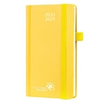 POPRUN Agenda de Poche 2025 16,5 x 9 cm D'août 2024 à déc 2025 - Petit Planner Semainier Scolaire 17 Mois Couverture Rigide avec Intervalle Horaire, Papier Certifié FSC®80 g/m² - Jaune clair