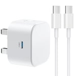 NEW iPad Fast Charger Cable and Plug,iPhone 16/15/15 Pro/15 Pro Max USB C Charger,Type C to C Cable Charging USB C for Apple iPad Pro 12.9 3 Gen/11 Gen/iPad Air 5th/4th,2022 iPad 10th/9th /iPad Mini 6