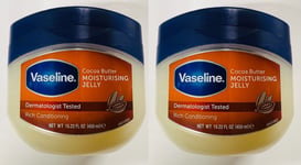 2 X Vaseline Cocoa Butter Rich Conditioning Moisturising Jelly 450ml.