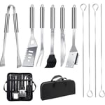 11Pcs Ensemble Ustensiles Barbecue Professionnel Kit Accessoires Grill Barbecue Pratique avec Sac Portable pour Camping Pique-Nique