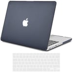 TECOOL Coque Compatible avec Ancien MacBook Pro 13 Pouces Retina 2015 2014 2013 Fin 2012 (A1502 A1425), Coque Rigide en Plastique Fine et Protection Clavier (UE AZERTY), Gris-Noir