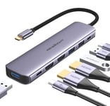 Adaptateur USB C Double HDMI,Newmight 7 en 1 USB C Docking Station Dual Monitor avec 2 HDMI, 3 USB3.0, 100W PD, USB C 3.0 Ports, USB C HUB Compatible avec Dell, HP, iPhone 15 Series