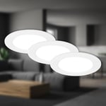 BRILONER - Lot de 3 spots LED encastrables 230V plats, lumière blanc neutre, 6W 660lm chacun, LED Spot, spots de plafond, spots LED à encastrer, spots de plafond, 68mm, 120x28mm (DxH), blanc