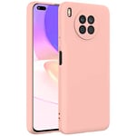 TBOC Coque Compatible avec Huawei Nova 8i - Honor 50 Lite [6.67"] - Étui Rigide [Rose] Silicone Liquide [Doux] Doublure Intérieure Microfibre [Protège la Caméra] Antidérapant Résistant Rayures