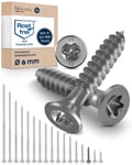 100x Vis à bois tête fraisée en Acier inoxydable Torx V2A vis inox 6x30 pour panneaux d'aggloméré Bois Filetage partiel 6mm fort 30mm long 100 pièce en acier A2