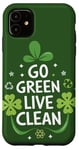 Coque pour iPhone 11 Go Green - Live Clean - Déclaration de recyclage de trèfle