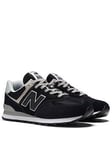 New Balance Mens 574 Trainers - Black, Black/Grey/White, Size 6, Men