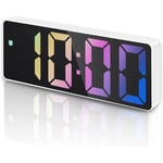 Réveil Numérique, Horloge Digital avec Écran LED Affiche Température et Date, Horloge Numérique avec Fonction Snooze, Alimenté par USB/Batterie,