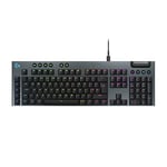 Logitech G G915 X Low-Profile Wired Mechanical Gaming Keyboard, Double-Shot PBT Keycaps, Fully Programmable Keys, RGB Lighting, Aluminum Finish, GL Brown Tactile Switches - PC/Mac, QWERTY UK - Black