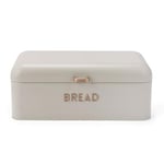 Salter Pebble Bread Bin - Large Bread Storage Container, Store Up To 2 Loaves Of Bread, Pastries & Bagels, Durable Powder Coated Steel, Easy to Clean, Brass Embossed Lettering, Easy Clean, Stone