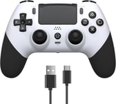 Manette Pour Ps4 Avec Turbo Macro Programming, 2024 Nouvelle Manette Hall Effect Joystick Sensible Non Dérive, Manette 1000mah Batterie Pour Ps 4/ Pro/Slim Avec Haut-Parleur Audio Jack(Blanc)